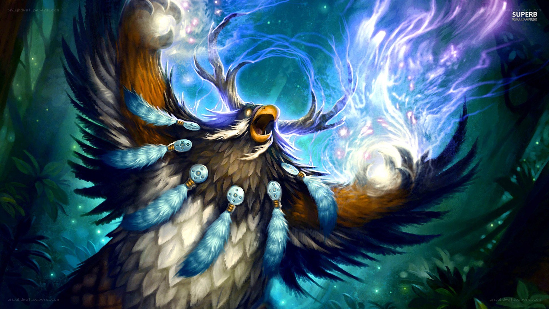 mythic bird with glowing energy