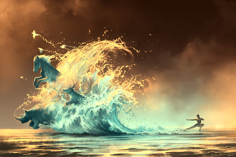 Mythical Animals in Wave
