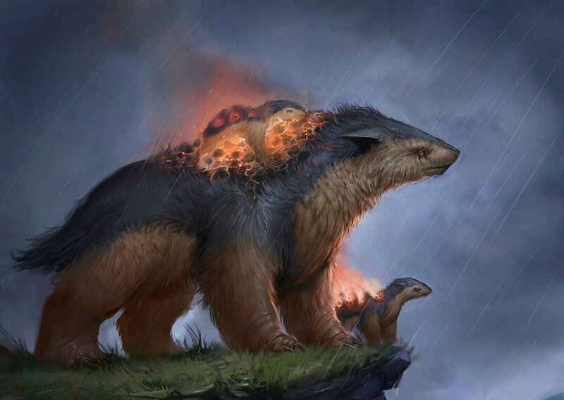 Mythical bear in storm