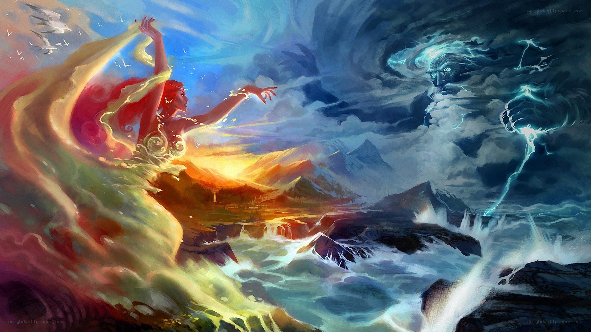 Mythical beings in cosmic battle