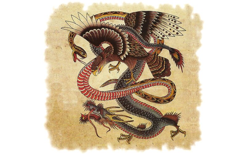 Mythical Bird and Dragon