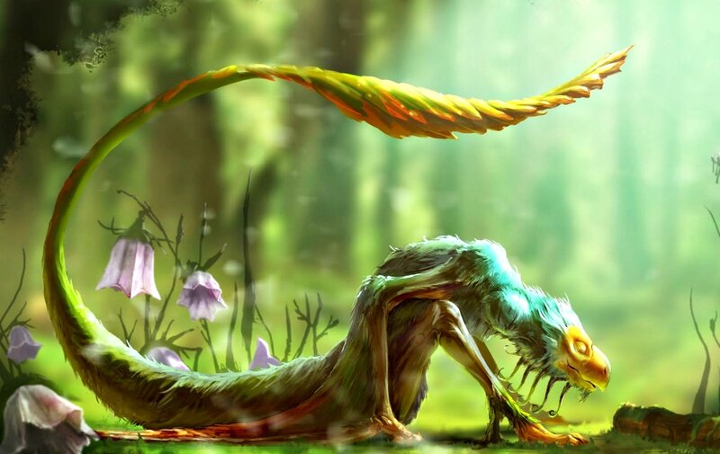 Mythical Bird Creature — Green