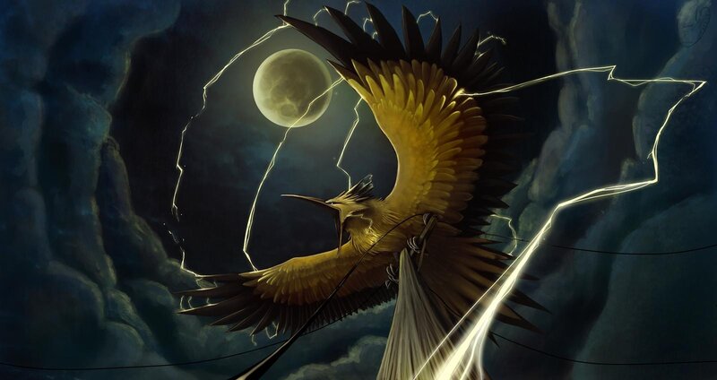 mythical bird in storm