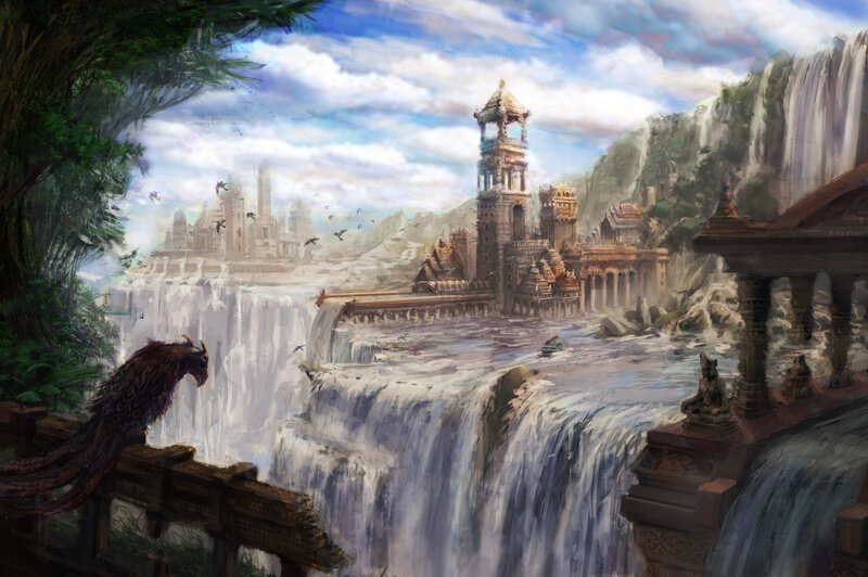 Mythical Bird on Cliff