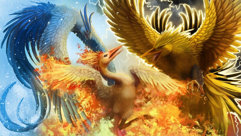 Mythical birds in battle