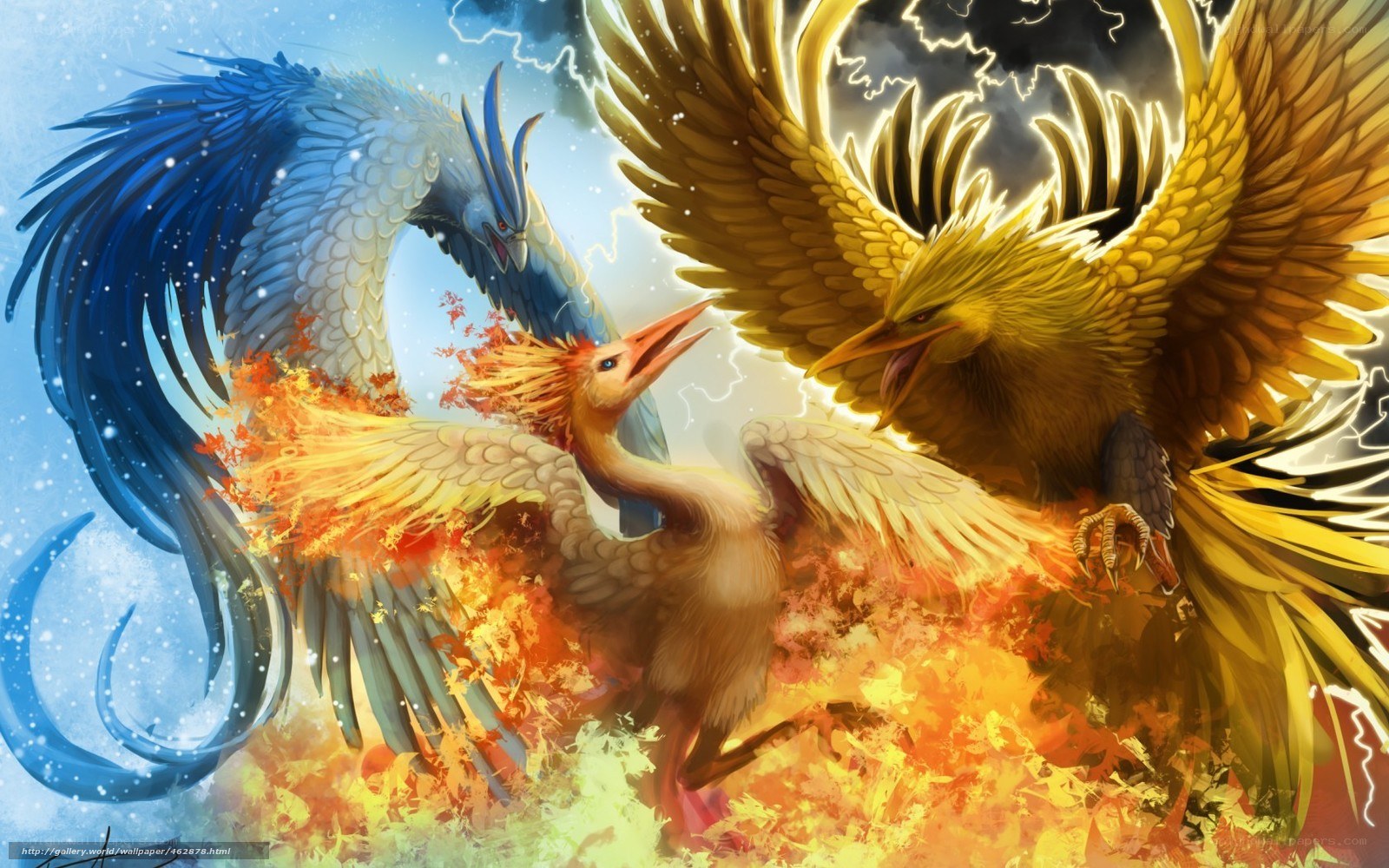 Mythical birds in battle