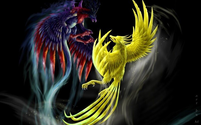 Mythical birds in combat