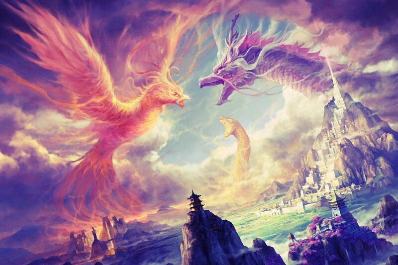 Mythical Birds in Sky