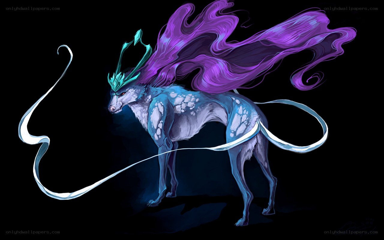 mythical blue and purple creature