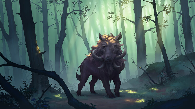 Mythical Boar in Forest