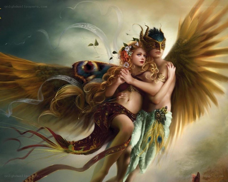 Mythical couple in flight