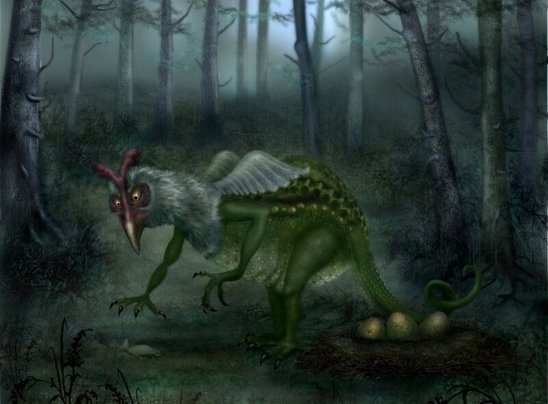Mythical creature in a misty forest