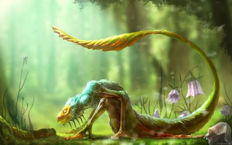 Mythical creature in forest