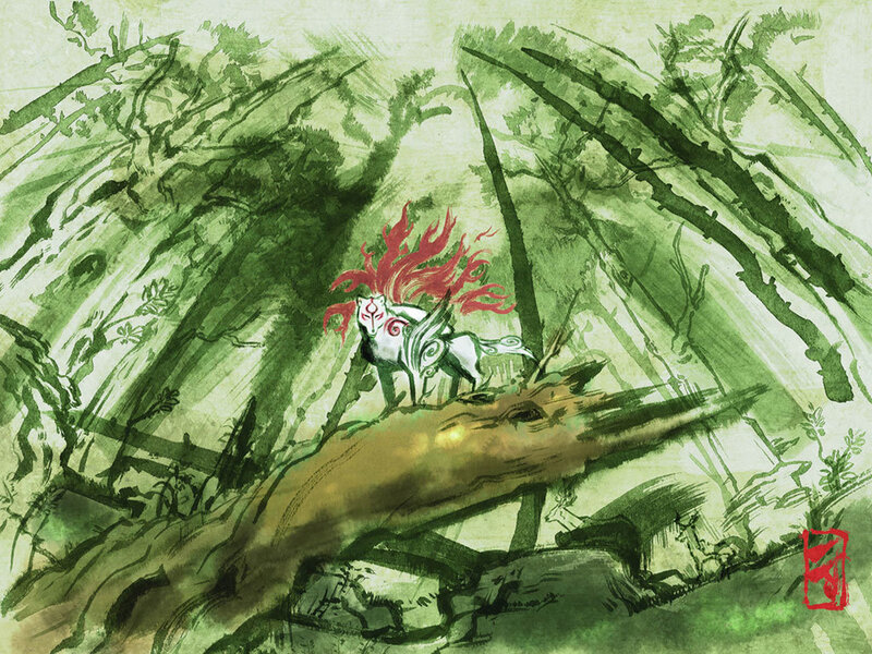 Mythical creature in forest