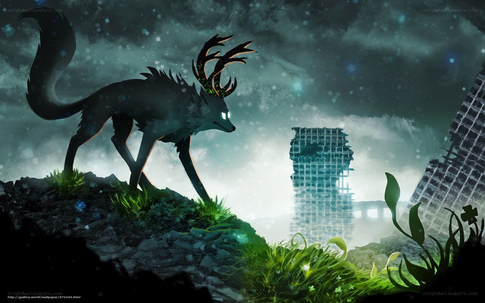 mythical creature in ruins