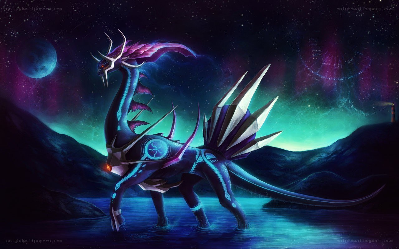 mythical creature in starlit landscape