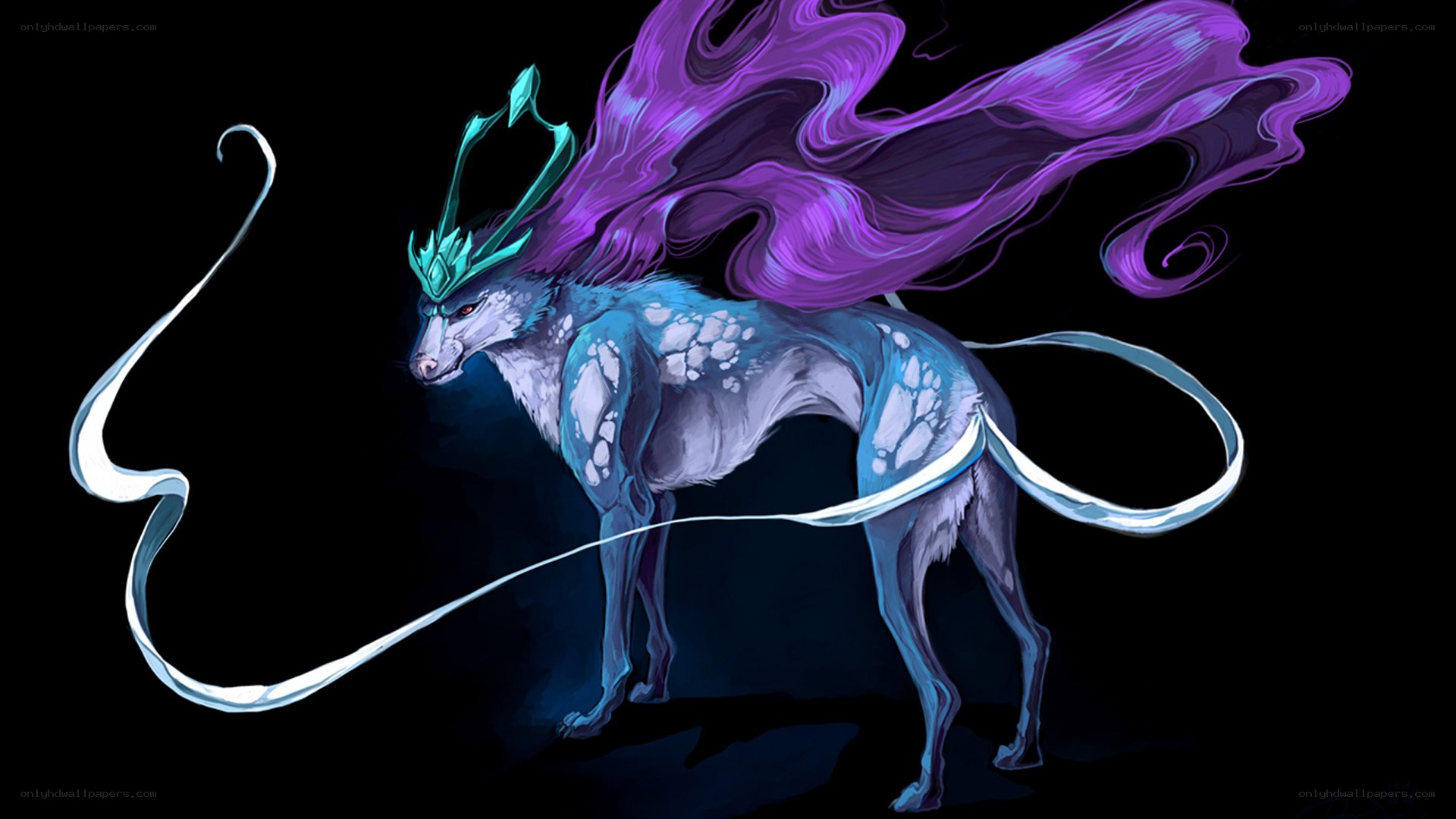 mythical creature with purple mane