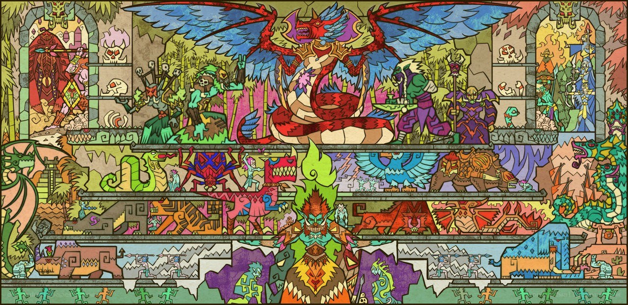 Mythical creatures and warriors
