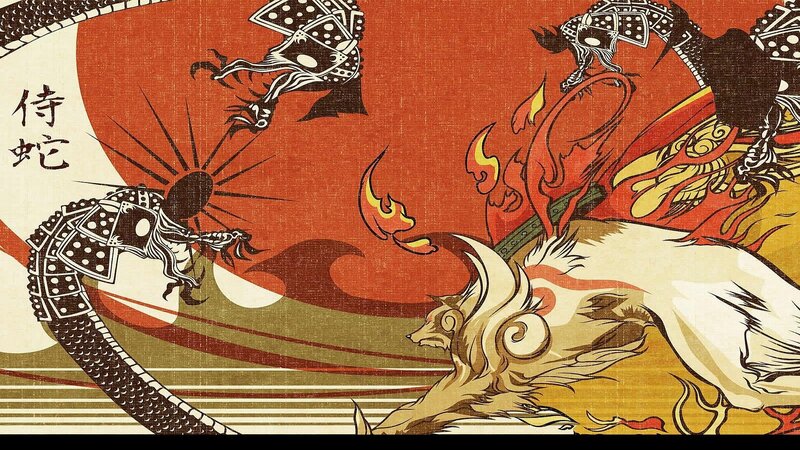 Mythical creatures battle scene