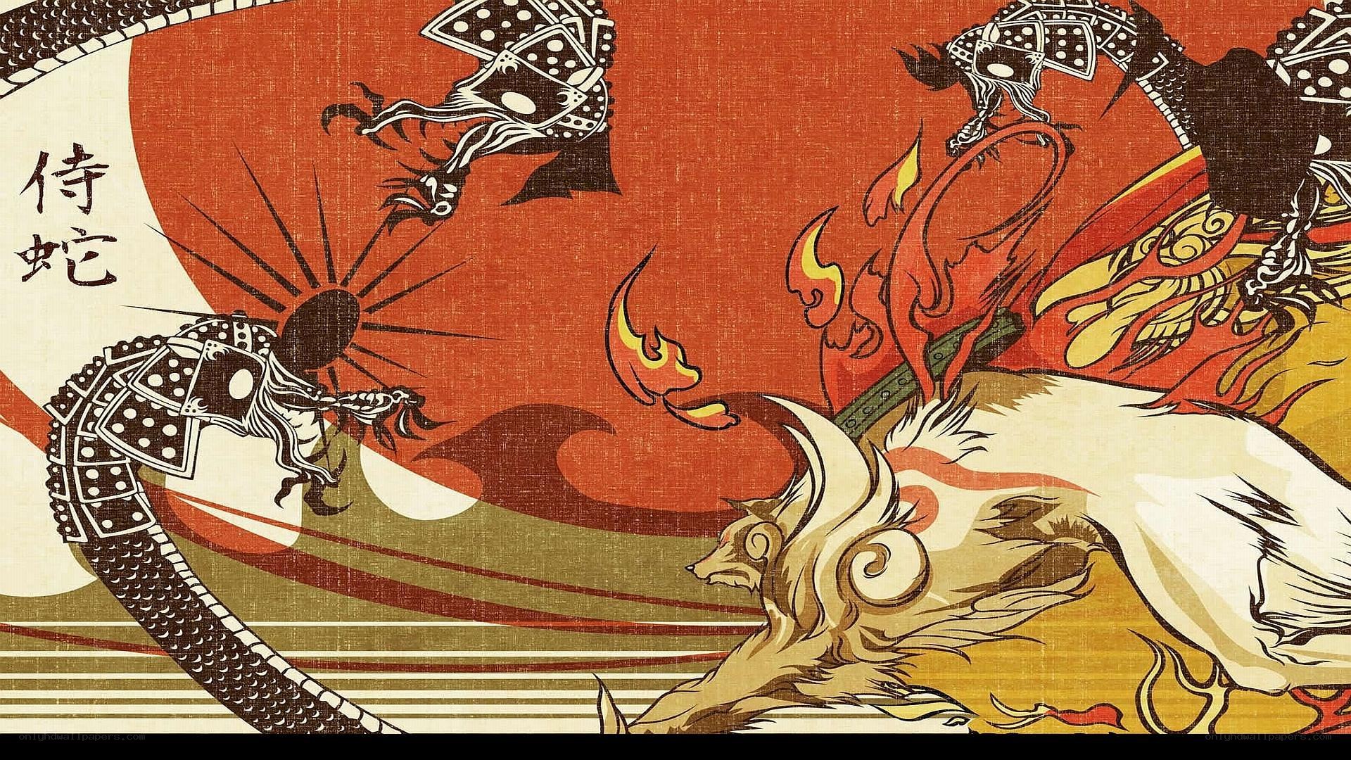 Mythical creatures battle scene