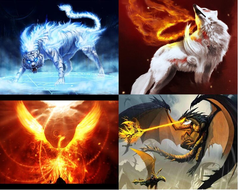 Mythical creatures collage