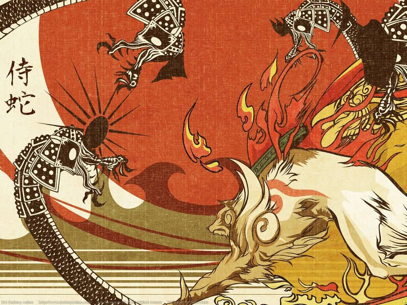 Mythical Creatures Fighting — Red, Dramatic