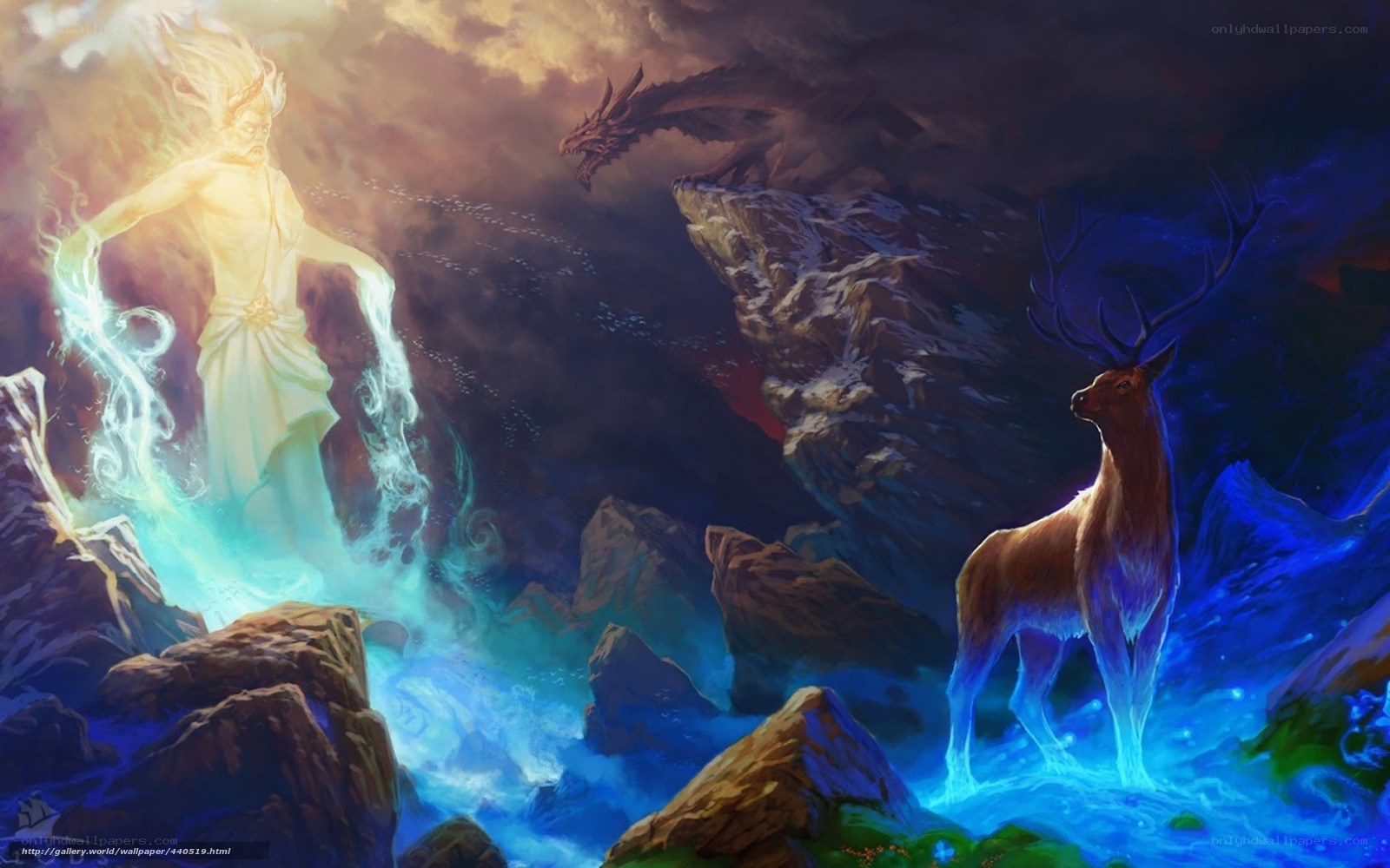 Mythical creatures in a mystical landscape