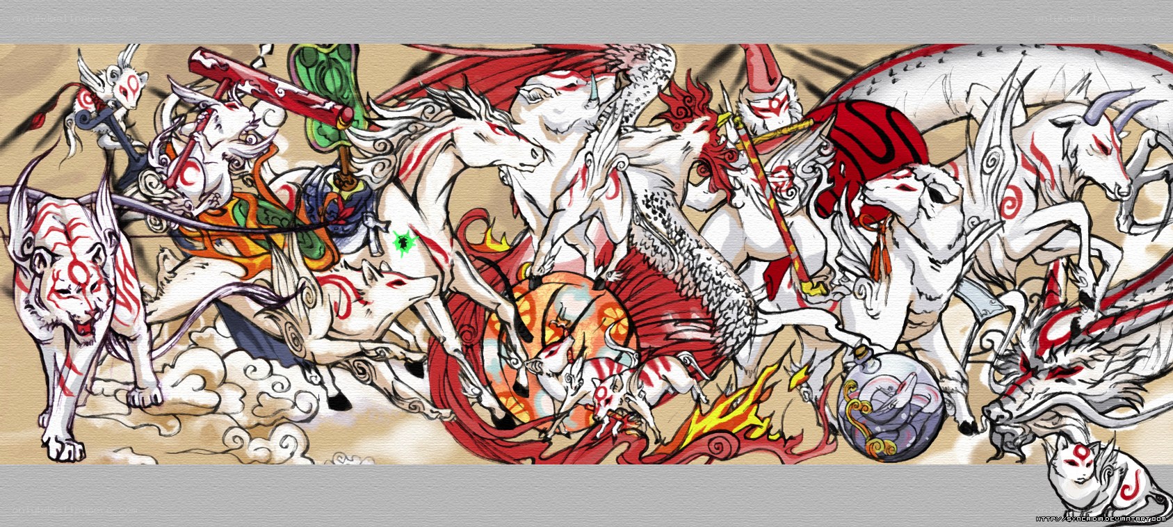 Mythical creatures in battle