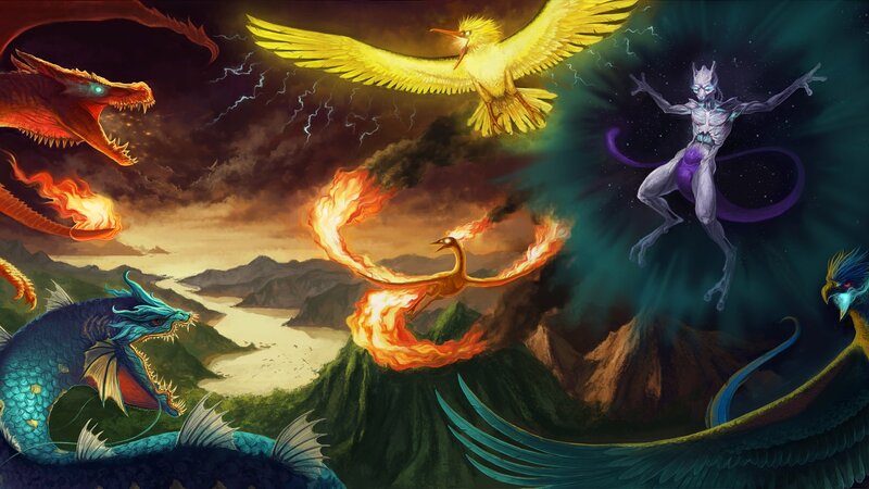 Mythical creatures in battle