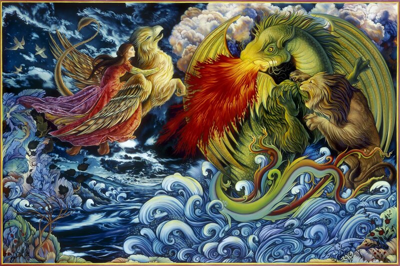 Mythical Creatures in Battle — Blue