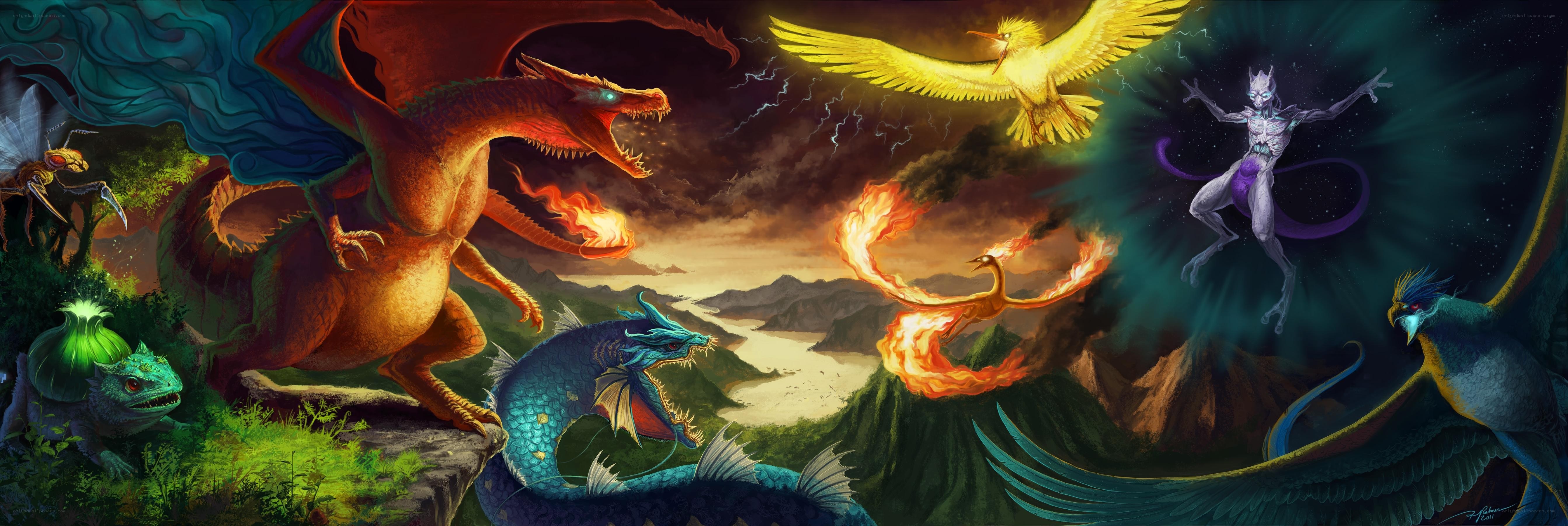 Mythical creatures in epic battle