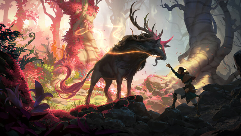 Mythical Deer and Traveler