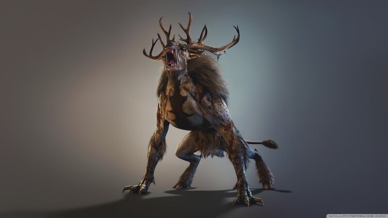 Mythical Deer Creature — Gray