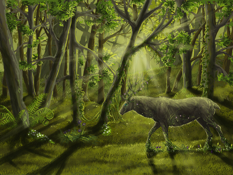 Mythical Deer in Forest