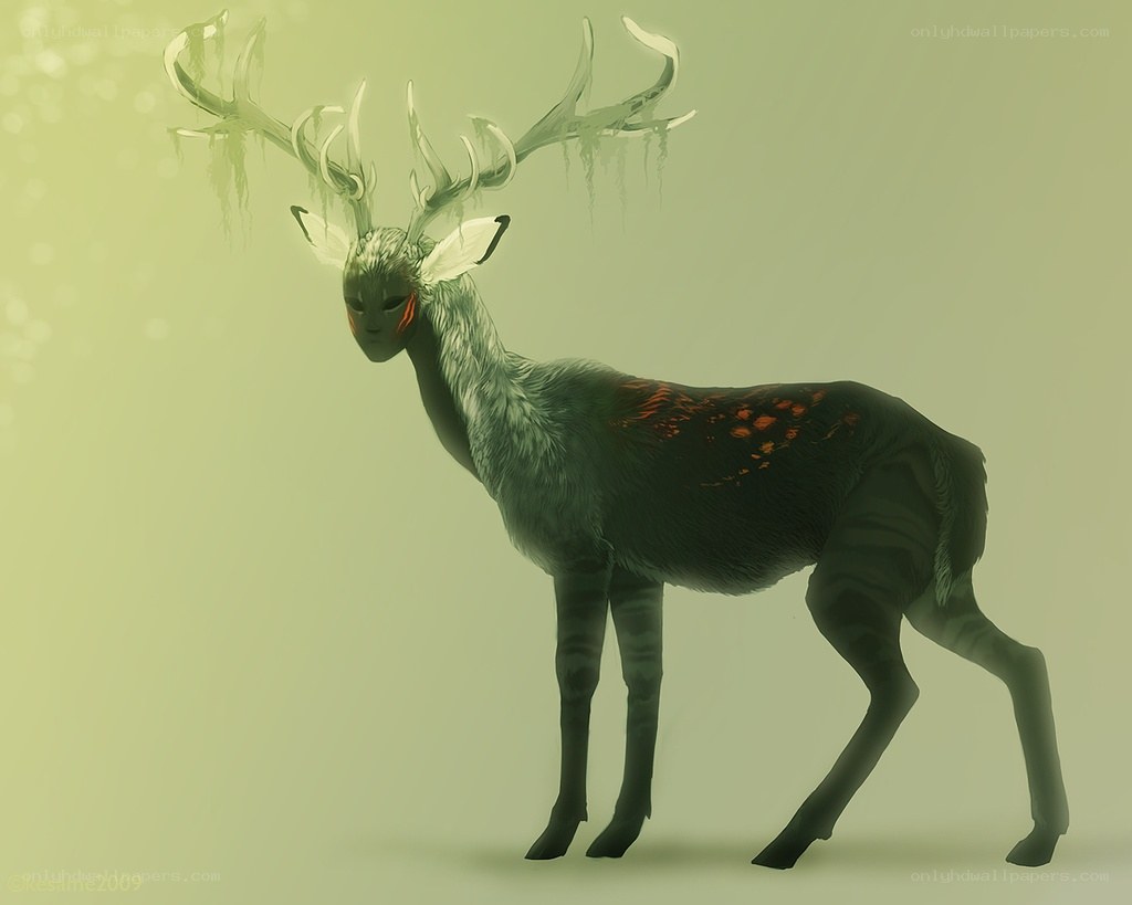 mythical deer with glowing antlers