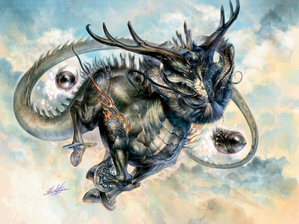 mythical dragon in the sky