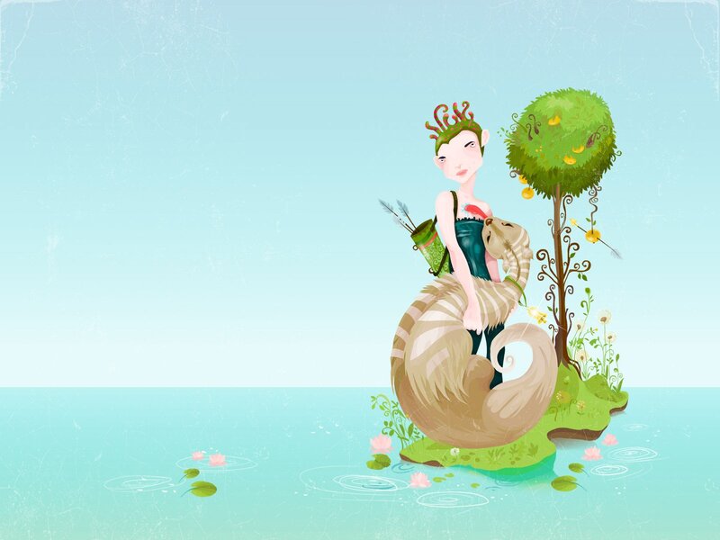 mythical figure on a small island