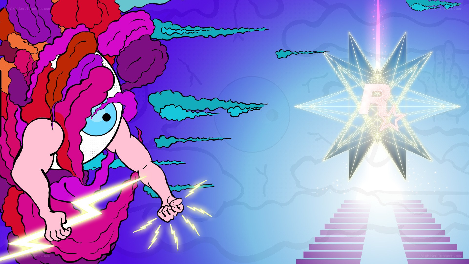Mythical figure with lightning