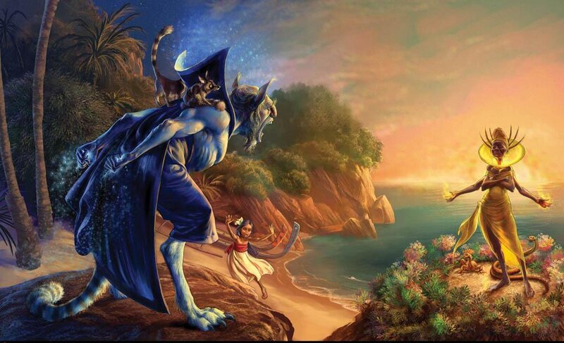 Mythical Figures on Beach