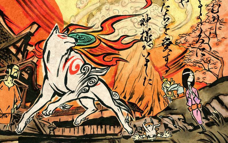 Mythical fox spirit in a village