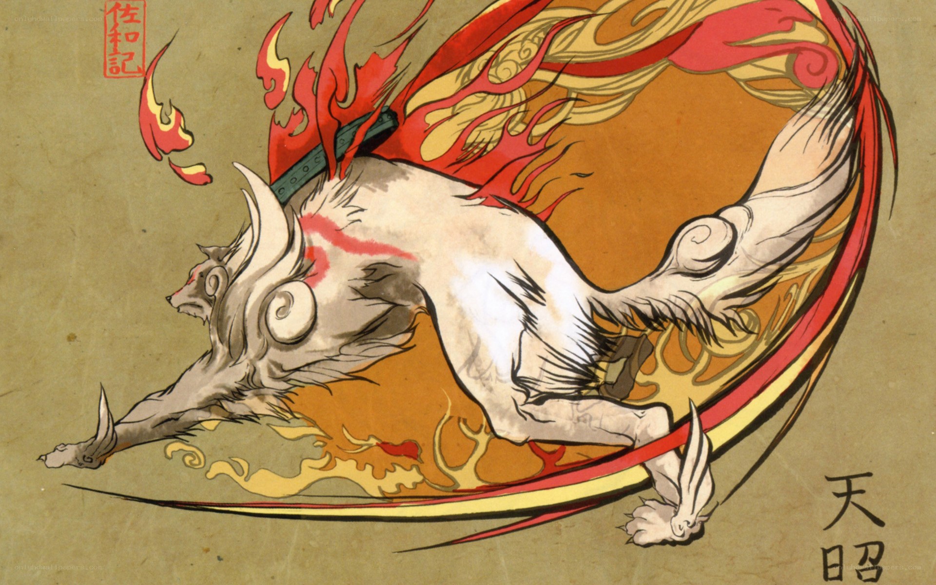 Mythical fox with flames