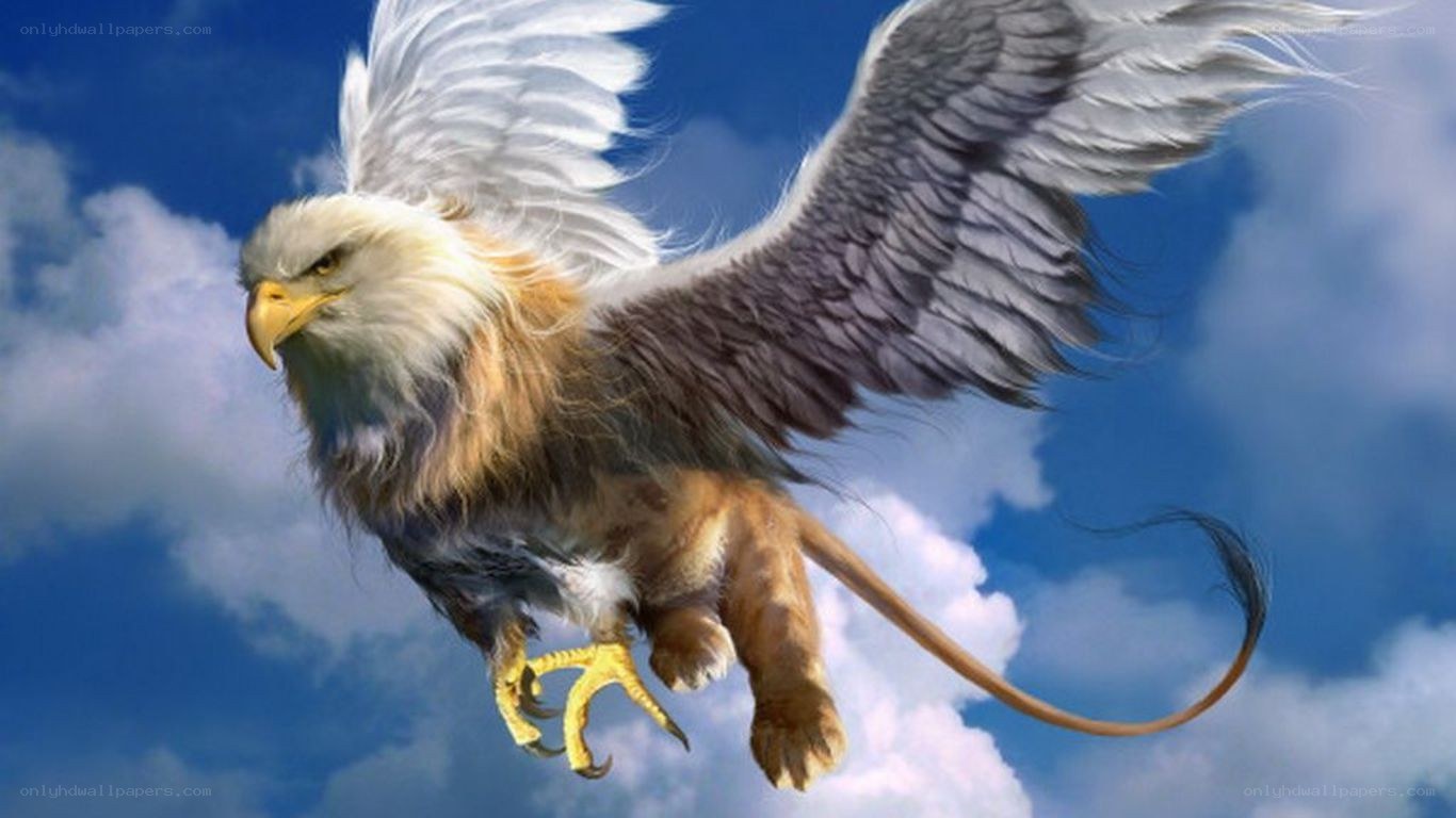 mythical griffin in flight