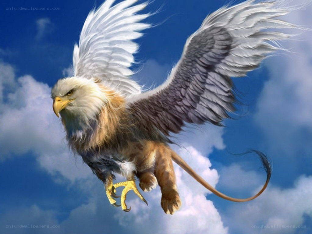 mythical griffin in flight