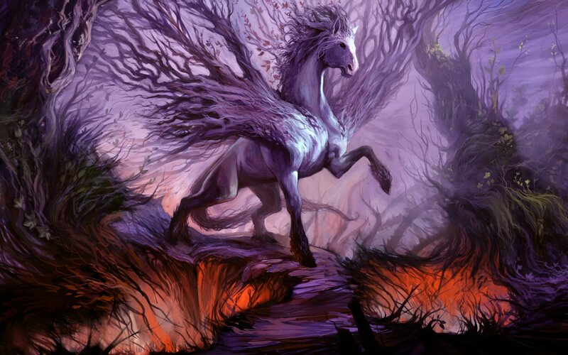 Mythical Horse in Forest