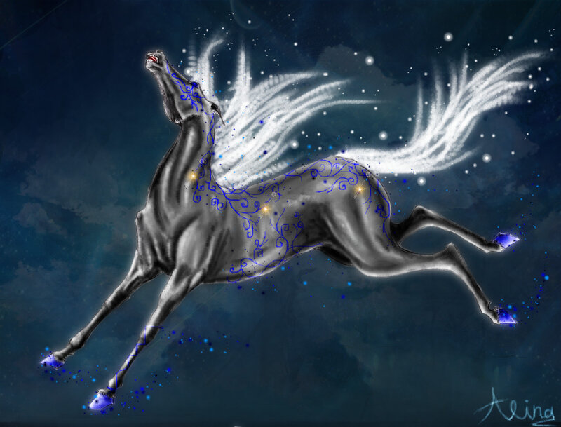 Mythical Horse with Wings — Dark Blue