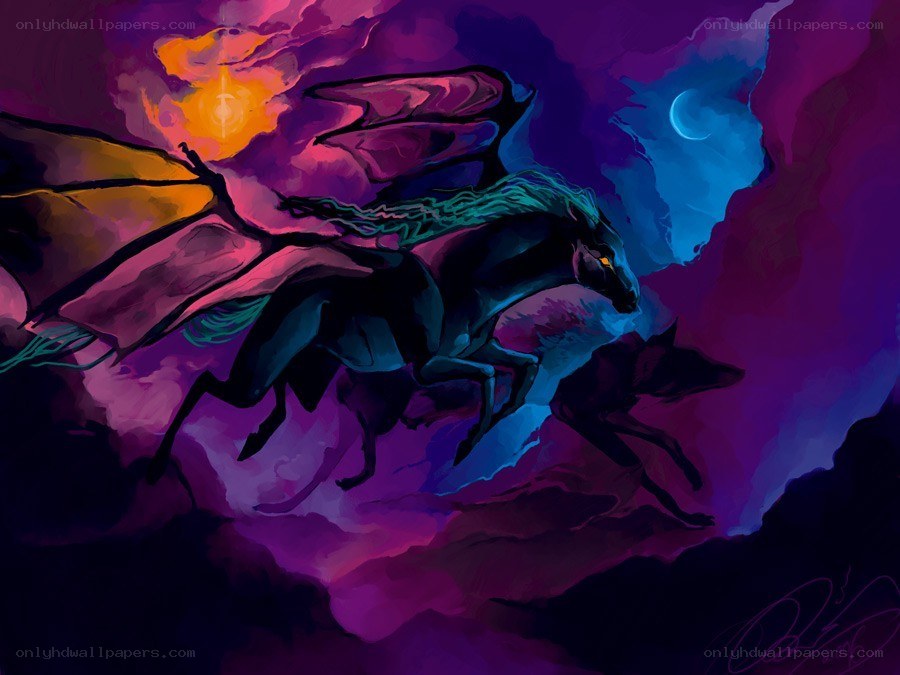 Mythical horse with wings