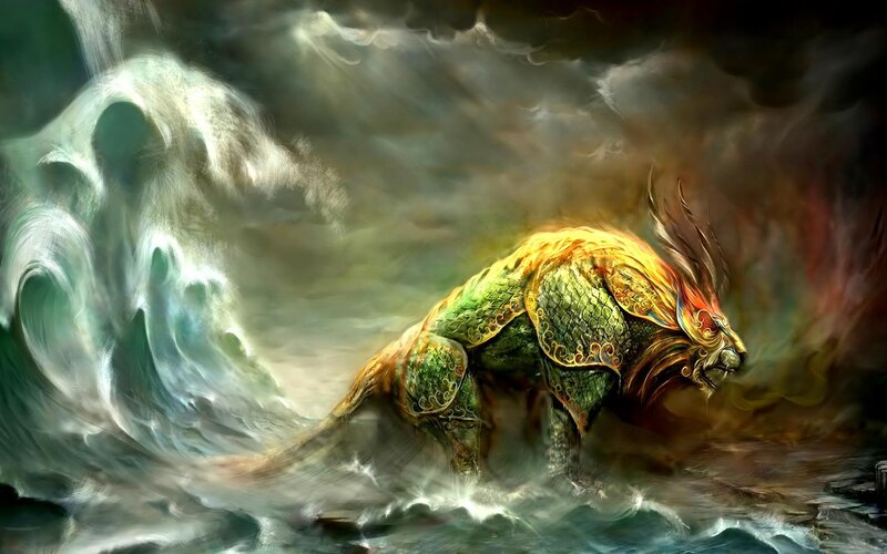 Mythical Lion Creature — Green
