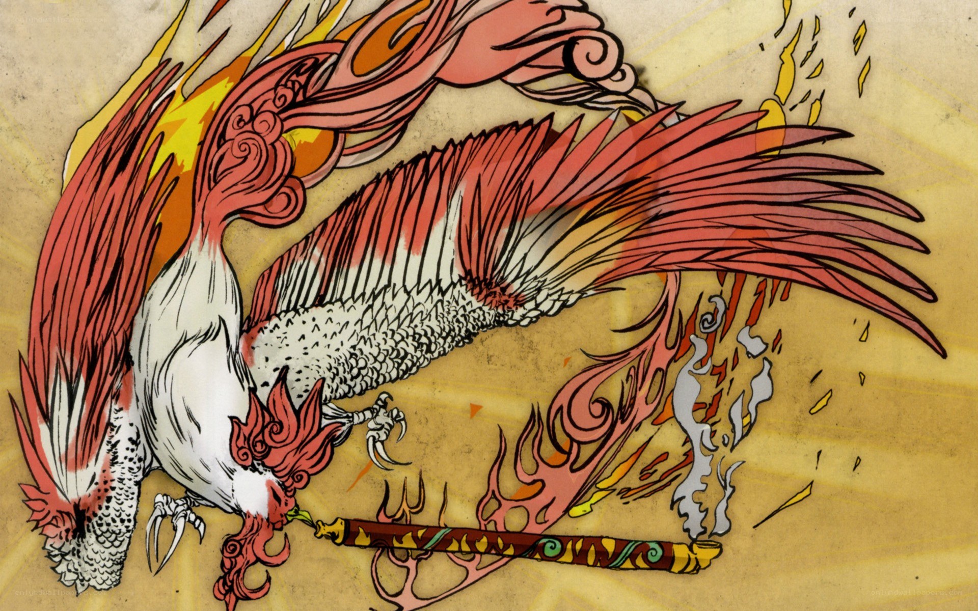 mythical phoenix in flames