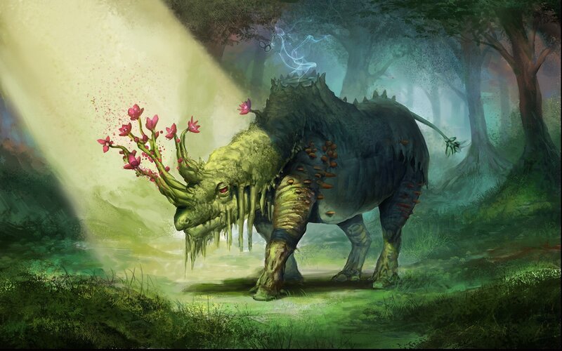 Mythical Rhino Creature — Green