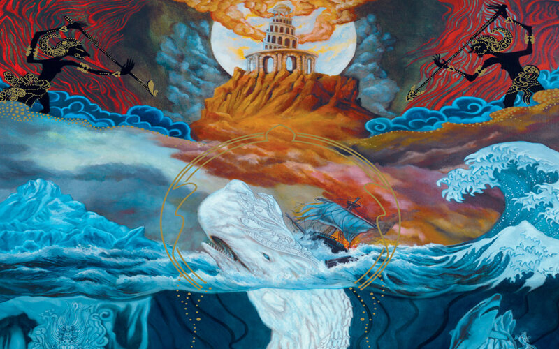 Mythical sea battle with whale